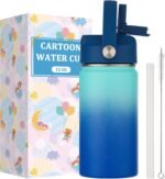 Kids Water Bottle with Straw Lid-12 oz Insulated Stainless Steel Thermal Cup, Leakproof Wide Mouth Sports Bottle Keeps Cold 12H & Hot 6H for Gym Office Outdoor - Image 2