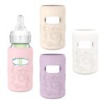 KingKam 4 Pack Silicone Sleeves for Dr. Brown's Glass Baby Bottles, Anti Breakage Baby Bottle Sleeves Holder, Compatible with Dr. Brown's Anti-Colic Options+ Narrow Glass Baby Bottles, 4 oz/120 mL - Image 2
