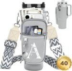 LOKASS Initial Water Bottle Holder with Strap for Stanley Cup 40 oz Tumbler, Personalized A-Z, Water Bottle Carrier Bag with Phone Pocket & Carabiner for Stanley Cup Accessories - Image 2