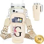LOKASS Water Bottle Holder with Strap for Stanley Cup 30 oz Tumbler, Personalized Initial Stanley Cup Accessories 30oz, Stanley Cup Carrier Bag for Walking, Valentine’s Day Gifts for Women, Men, Girls - Image 2