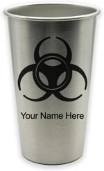 LaserGram Personalized Cup, Biohazard Symbol, Stainless Steel Reusable Shatterproof Tumbler, Custom Engraved Gift (16oz / 473ml, Stainless Steel) - Image 2