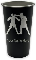 LaserGram Personalized Cup, Boxers Boxing, Stainless Steel Reusable Shatterproof Tumbler, Custom Engraved Gift (16oz / 473ml, Black) - Image 2