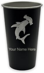 LaserGram Personalized Cup, Hammerhead Shark, Stainless Steel Reusable Shatterproof Tumbler, Custom Engraved Gift (16oz / 473ml, Black) - Image 2
