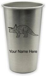 LaserGram Personalized Cup, Triceratops Dinosaur, Stainless Steel Reusable Shatterproof Tumbler, Custom Engraved Gift (16oz / 473ml, Stainless Steel) - Image 2