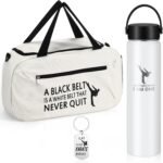 Layhit 3 Pcs Valentines Karate Gifts for Boys Taekwondo Karate Bag Martial Arts Duffel Bag 24 oz Stainless Steel Water Bottle Keychain for Kids Adults Taekwondo Lover Gifts - Image 2