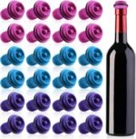 Leinuosen 24 Pcs Wine Vacuum Bottle Stoppers Multicolor Wine Bottle Caps to Preserve Freshness, Stylish and Durable, Reusable Pump Vacuum for Bar Parties Gifts(Red,Blue,Purple) - Image 2