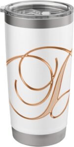 Letter D Pretty Personalized Orange Monogram Initial Name Stainless Steel Insulated Tumbler - Image 2