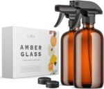 LiBa Amber Glass Spray Bottles 2 Pack, 16 oz Refillable Empty Spray Bottle for Cleaning, Essential Oils, Hair, Plants, Adjustable Nozzle for Squirt and Mist, Bleach/Vinegar/Rubbing Alcohol Safe - Image 2