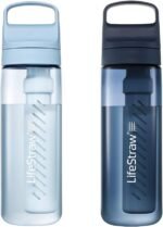 LifeStraw Go Series, BPA-Free Water Bottle for Travel and Everyday Use Removes Bacteria, Parasites, Microplastics, Improves Taste, 22oz 2-Pack; Icelandic Blue and Aegean Sea - Image 2