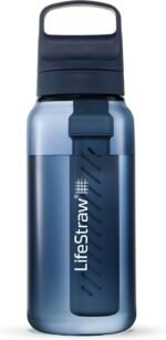 LifeStraw Go Series – BPA-Free Water Filter Bottle for Travel and Everyday Use Removes Bacteria, Parasites and Microplastics, Improves Taste, 1L Aegean Sea - Image 2