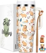 Lifecapido Capybara Gifts, Birthday Christmas Gifts for Capybara Lovers, 40oz Insulated Tumbler with Mini Capybaras Figures Bobblehead Pen and Stickers - Image 2