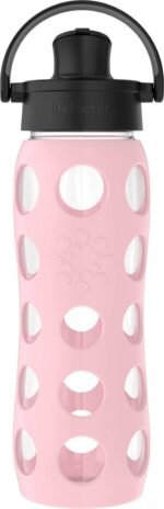 Lifefactory 22-Ounce Glass Water Bottle with Active Flip Cap and Protective Silicone Sleeve, Desert Rose - Image 2