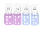 Lifefactory Glass Baby Bottle BPA Free | Protective Silicone Sleeve | 4 oz Pack of 4 | Blanket, Lavender - Image 2