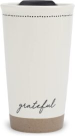 Lighthouse Christian Products Pin Dot Classic White 12 ounce Ceramic Travel Tumbler Mug, Grateful - Image 2