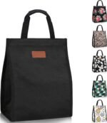 Lunch Bags for Women Insulated Reusable Lunch Tote with Internal Pocket, Adult Lunch Tote bag for Work (Black - Image 2