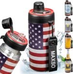 MAXSO Sealed Can Cooler Fizz Lid Can Cover for 12 oz Regular, Slim Skinny Cans & As Thermal Bottle, 4-in-1 Insulated Vacuum Stainless Steel Carbonated Cold Drink Holder - Stars - Image 2