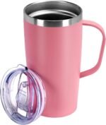 MEBRUDY 19oz Insulated Coffee Mug Tumbler with Lid, Leak Proof Double Wall Vacuum Travel Coffee Mug with Handle, Dark Pink - Image 2