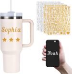 Madrigal 4 Sheets Alphabet Stickers，1In UV Dtf Cup Wrap Letters，Water Bottle Name Sticker，Personalized Custom Letter Name Decals for Tumblers Mobile Phones Laptops Suitcase Decal - Image 2