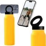 Magnetic Insulated Water Bottle – 24oz Stainless Steel, Magnetic Phone Holder, Leak-Proof, Keeps Drinks Hot 12H & Cold 24H – Perfect for Travel, Gym, Office & Great Gift for Men Women - Yellow - Image 2