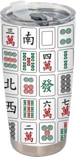 Mahjong Tiles Accessories Tumbler, Mah Jong Gifts Stainless Steel Tumbler with Lid and Straw 20oz, Gifts for Mahjong Players Lovers Travel Coffee Cup - Image 2