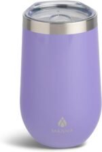 Manna Airén Double Wall Insulated Stainless Steel Stemless Wine Cup Tumbler with Splash-Proof Lid - 16 Oz - Purple - Image 2
