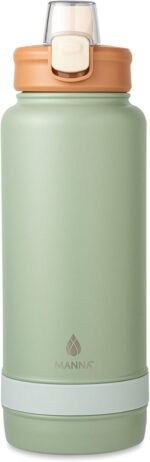 Manna Push Stainless Steel Bottle with Push-open Locking Lid and Sipping Spout - 40 Oz - Cool Fern - Image 2