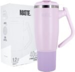 Matte 40 oz tumbler with handle and straw - Leak Proof Tumbler - Insulated Tumblers - Stainless Steel Tumbler - Hot and Cold Drinks - tumblers for women (Pink, 40oz) - Image 2