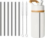 Metal Straws Replacement for Simple Modern Kids 14oz Water Bottle, 6 PCS Reusable Stainless Steel Straw with Cleaning Brushes, Compatible with Simple Modern Bottle - Image 2