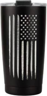 Military Gift Shop 20oz American Flag Tumbler, Insulated Steel USA Coffee Mug with Lid | Disabled Vet Owned Business | Flag 20 oz - Image 2