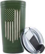Military Gift Shop American Flag 20oz Stainless Steel OD Green Tumbler - Double Wall Vacuum Insulated Coffee Mug - Flag 20oz Tumbler Green - Image 2
