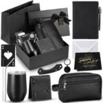 Mimorou 13 Pcs Birthday Gifts for Men Thank You Gift Basket 12 oz Stainless Steel Tumbler Leather Toiletry Bag for Him Valentine's Day Present for Dad, Boyfriend, Husband, Brother - Image 2