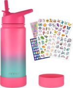 Mininoo Girls Water Bottle for School, 16oz Stainless Steel Insulated Metal Water Bottle with Straw Lid for Boys (Punch/Green) - Image 2