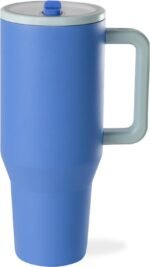 Modern 40 oz Tumbler with Handle & Simple Flip Straw - Car Cup Holders, Leak Resistant Water Bottle-Reusable Insulated Stainless Steel & Rubber Base - Gifts for Women & Men | Traveler (Riptide) - Image 2