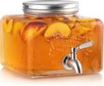 MosJos Glass Drink Dispenser for Fridge - Stainless Steel Spigot Mason Jar Dispenser with Wide Opening & Easy-Fill - Beverage Storage for Outdoor, Water, Iced Tea, Juice, Sangria & Detergent, 1 GALLON - Image 2