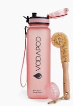 Motivational Water Bottle with Time Marker | 32oz Daily Water Intake Bottle | Gym Sports Water Bottle | Fruit Infuser Screen | 1 Liter BPA-Free Durable Leakproof with Eco-Friendly Brush (Rose) - Image 2