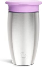 Munchkin Stainless Steel Sippy Cups for Toddlers 1-3, Spill Proof Miracle 360 Cup, Insulated, 10 Ounce, Purple - Image 2