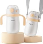 NCVI Kids Stainless Steel Straw Cup for Toddlers 1-3 Years Old, Training Tumbler with Straw Spill Proof with Handle, Insulated Bottle to Keep Cold Warm for Water/Milk/Drink, Yellow 10oz,Christmas Gift - Image 2