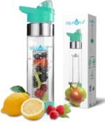 NEW AquaFrut Bottom Loading Fruit Infuser Water Bottle - BPA Free Tritan Plastic - Leak Proof - 24 OZ - Infusion Recipe eBook (Teal) - Image 2
