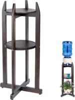 Natural Solid Wood Water Dispenser Stand (32.8"Hight-11.2"Wide) Ceramic Water Dispenser Floor Stand, 5 Gallon Water Jug Stand with 2 Round Shelfs Included for 1-5 Gallon Water Bottles/Crocks/Water Jug - Image 2