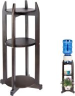 Natural Solid Wood Water Dispenser Stand (32.8"Hight-11.2"Wide) Ceramic Water Dispenser Floor Stand, 5 Gallon Water Jug Stand with 3 Round Shelfs Included for 1-5 Gallon Water Bottles/Crocks/Water Jug - Image 2