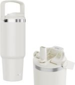 Navigate Stainless Steel Tumbler with Straw,30oz Leakproof Water Bottle with Handle,White - Image 2