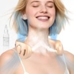 Neck Fan with Mist,Portable Neck Fans that Blow Cold Air,Foldable Water Cooler Fan Sprayer with Bottle,Leafless Battery Powered Neck Fan Rechargeable,Best Necklace Fan for Hot Flashes Summer Apricot - Image 2