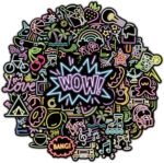 Neon Water Bottle Stickers for Kids, 72 PCS Vinyl Art Waterproof Stickers Pack for Laptop Skateboard Phone Case, Cute Colorful Neon Sticker for Teens - Image 2