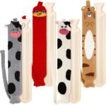 Nuanchu 4 Pack Long Hot Water Bottles with Soft Cute Animal Cover 2 L Large Capacity Rubber Hot Water Bags for Pain Relief Waist Back Warm Hots Cold Therapy Christmas Gift for Women Men - Image 2
