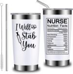Nurse Gifts for Women - Nurses Week Gift - Nurse Graduation Appreciation Christmas Gifts for Nurses, Practitioner - 20oz I Will Stab You Tumbler Cup - Image 2