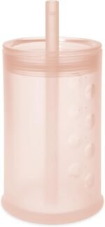 Olababy Clear View Silicone Training Cup with Straw Lid | Toddler Sippy Trainer 12mo+ | Unbreakable Water Drinking Cups for Kids 2yr+ | Baby Led Weaning & Feeding Supplies (Coral, 9 oz) - Image 2