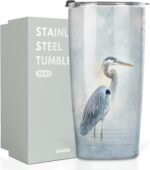 Onebttl Blue Heron Gifts with Watercolor Paint Wall Art on Tumbler, Insulated 20 oz Stainless Steel Travel Tumbler with Lid - Image 2