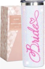 Onebttl Bride Gifts, Glitter Insulated Stainless Steel Tumbler, For Engagement, Bridal Shower, Bachelorette Party, Wedding, Bling Cups Rhinestones Tumbler with Lids and Straws, 20 oz - Image 2