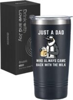 Onebttl Dad Gifts, Funny Stainless Steel Travel Tumbler 20oz for Father's day, Birthday, Christmas - Just a dad who always came back with the milk - Image 2