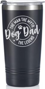 Onebttl Dog Dad Gifts for Men, The Man The Myth The Legend, 20oz Stainless Steel Travel Mug Tumbler with Lid and Straw for Dog Dad, Dog Lover, Owner, Black - Image 2